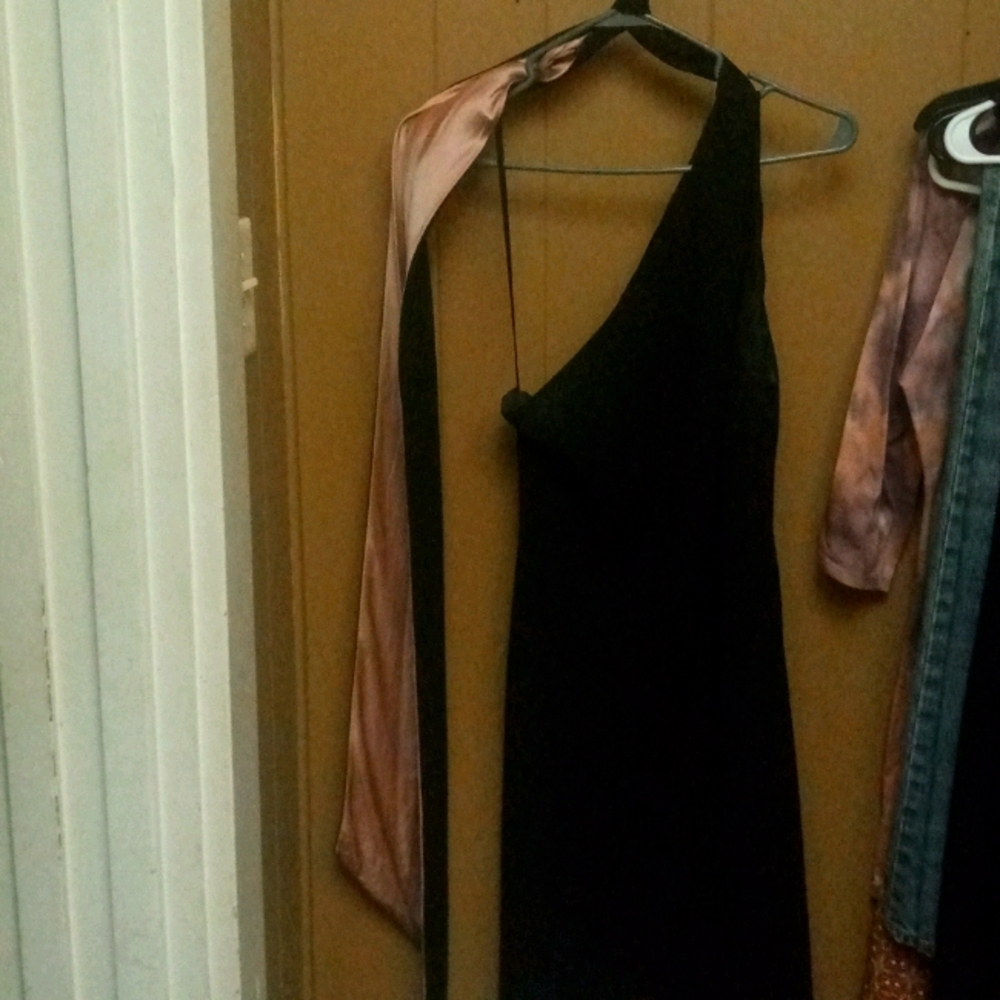 Little black one shoulder evening dress